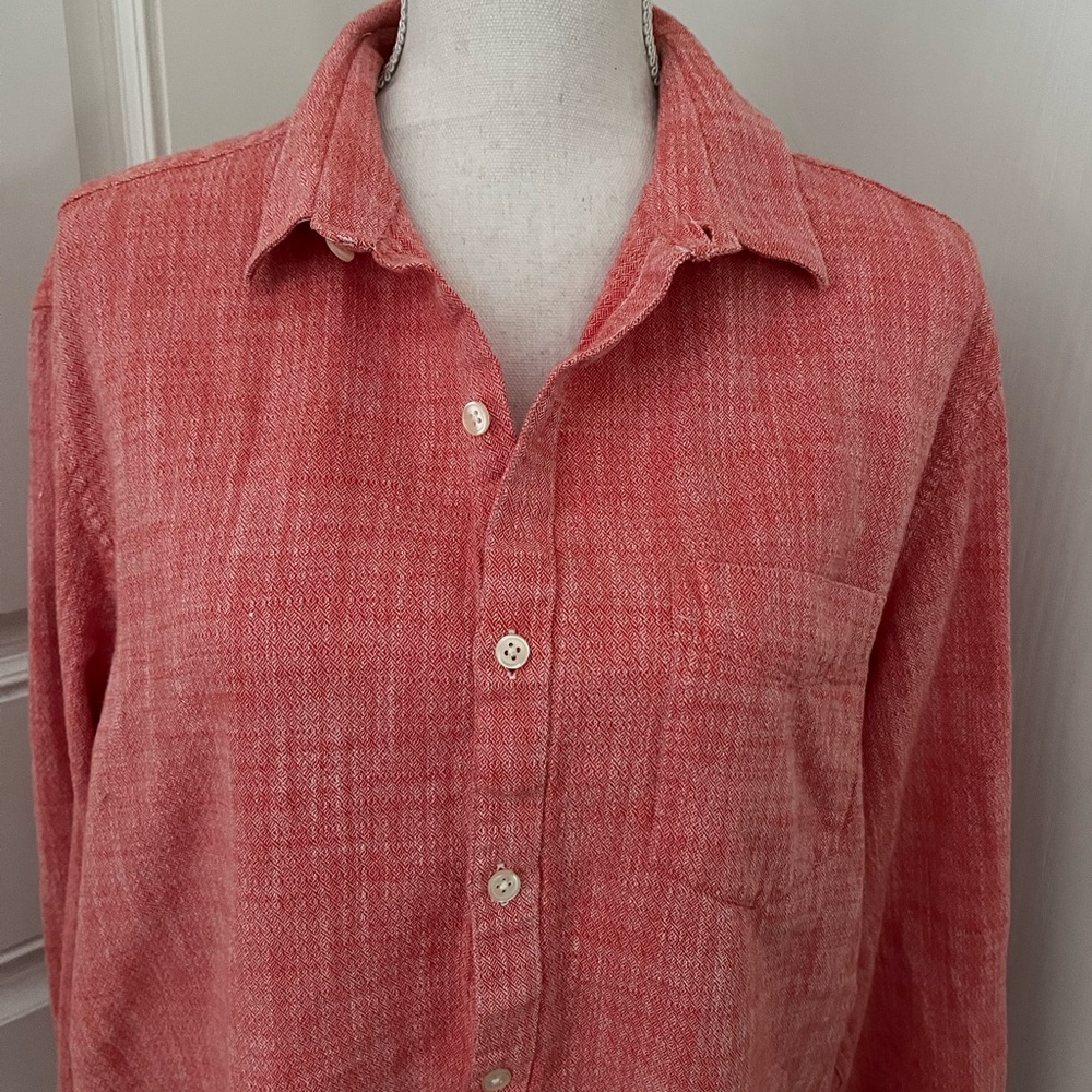Marc Anthony Red Textured Button Down Shirt XL Slim Fit 100% Cotton